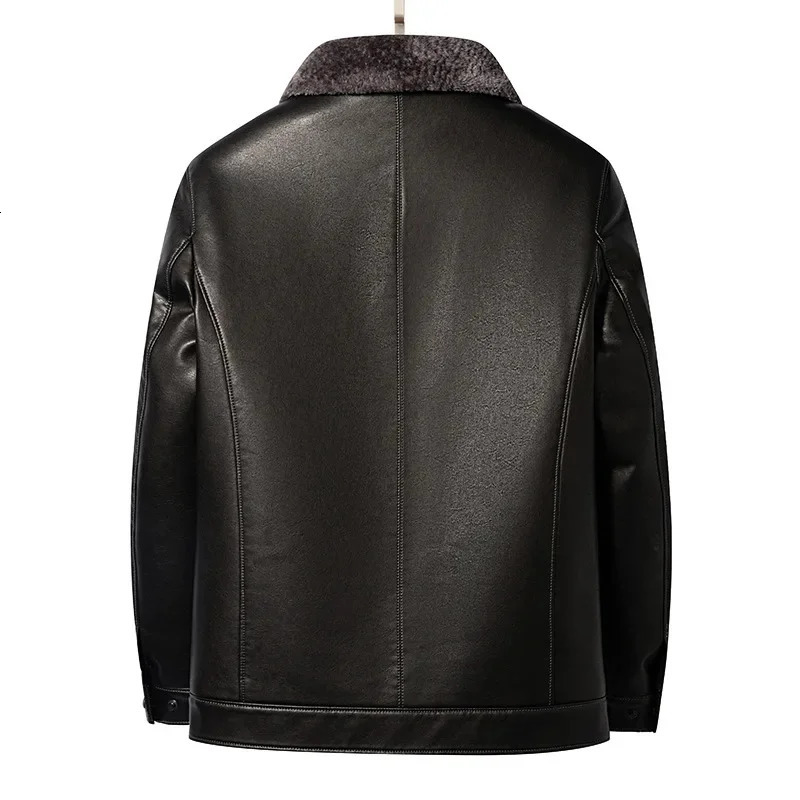 Men's Winter Jacket Men Ecological Leather Fur Coat Male Plush Thick Motorcycle Jaqueta De Couro Masculino FCY 240124