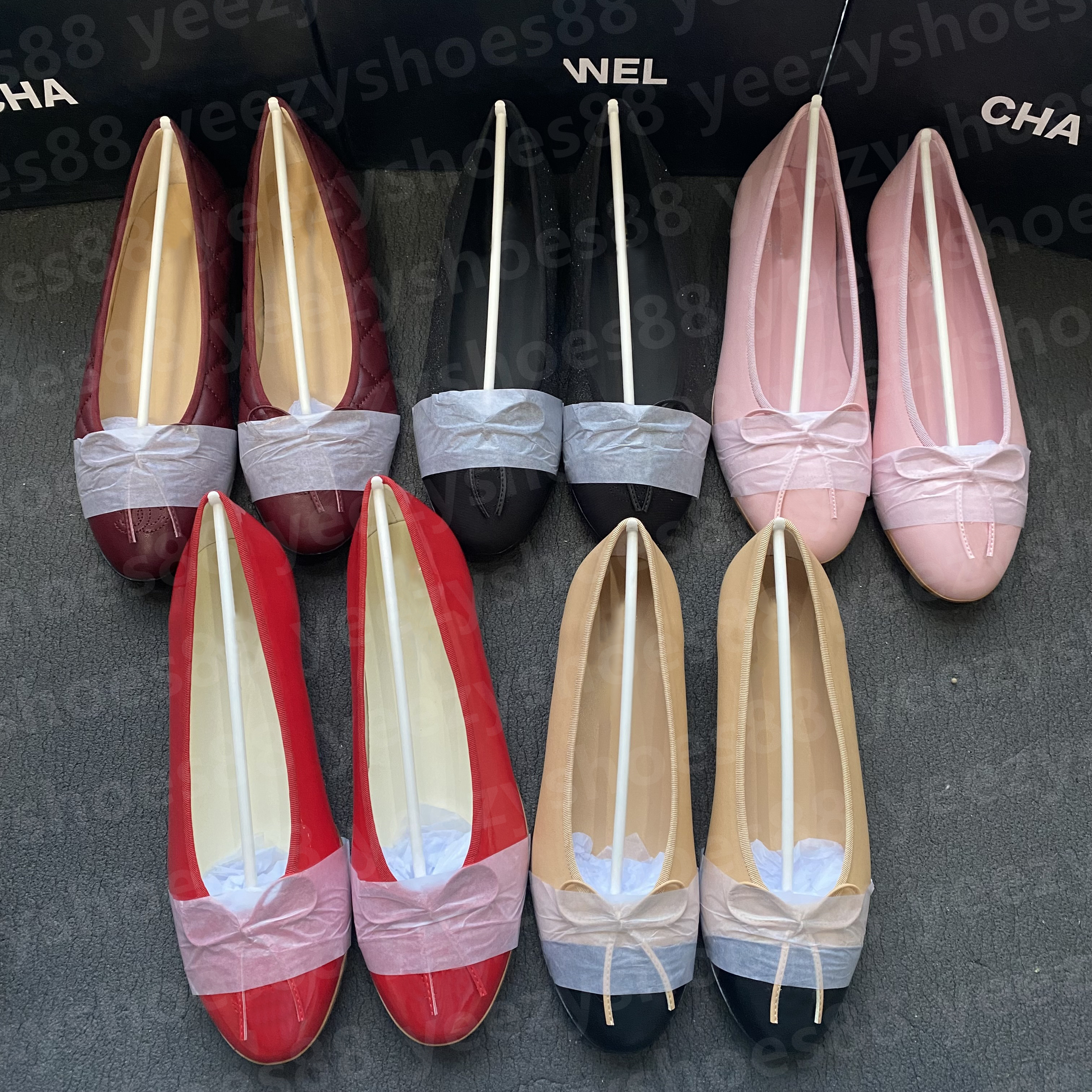 Designer Black Ballet Flats shoes Paris Brand designer Women Spring Quilted Genuine Leather Slip on Ballerina Luxury Round Toe Ladies Dress Shoes