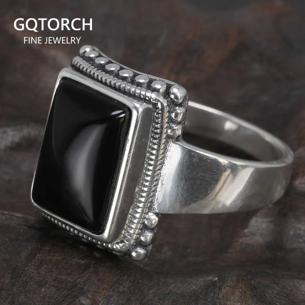 Solid 925 Sterling Silver Lucifer Rings with Black Onyx Natural Stone Handmade Statement Ring TV Show Jewelry 240125