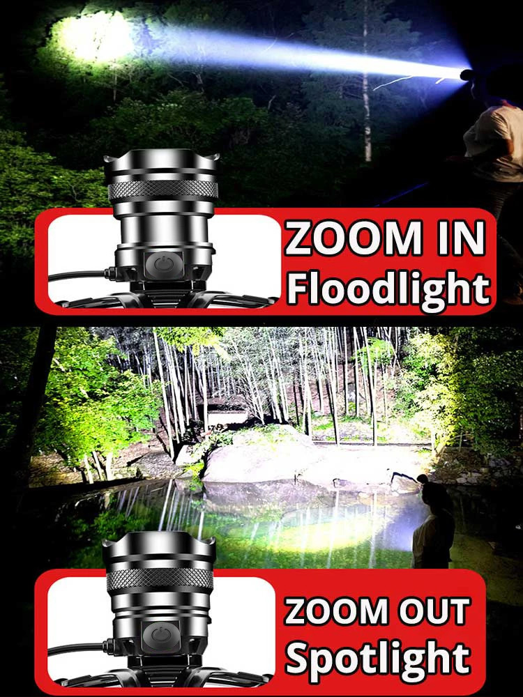12000000 Lumens S Long Wick High Powerful Sensor Headlamp Head Torch Zoom XHP70 Headlight TYPEC Rechargeable Fishing Lantern 240127 - view 7