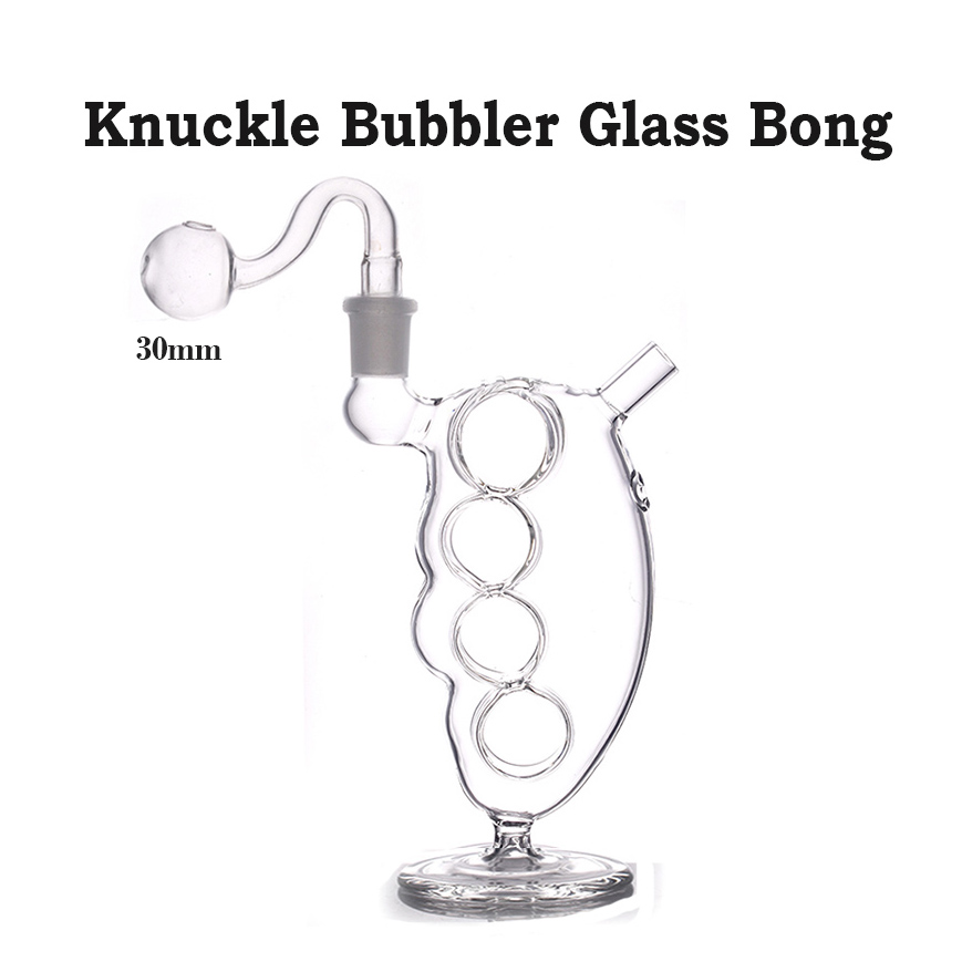 Vintage Knuckle Bubbler Glass Oil Burner Bong Water Smoking Pipe Beaker Ashcatcher Hookah Oil Dab Rigs with Balancer Base with 14mm Male Glass Oil Burner Pipe