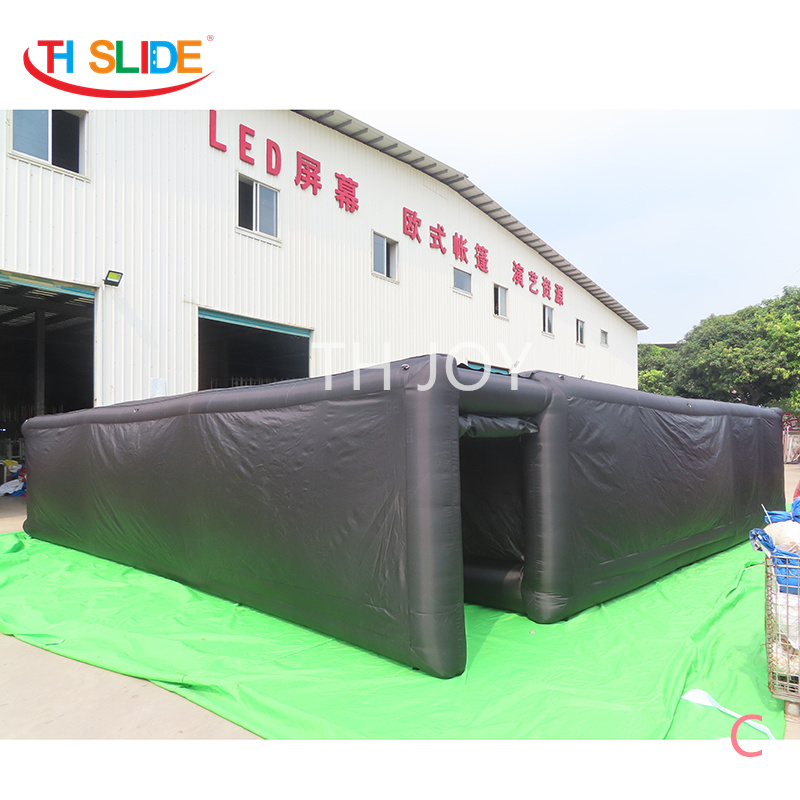 Outdoor Activities 10x10x2mH (33x33x6.5ft) With blower giant inflatable haunted house outdoors portable black inflatable maze laser tag game with cove