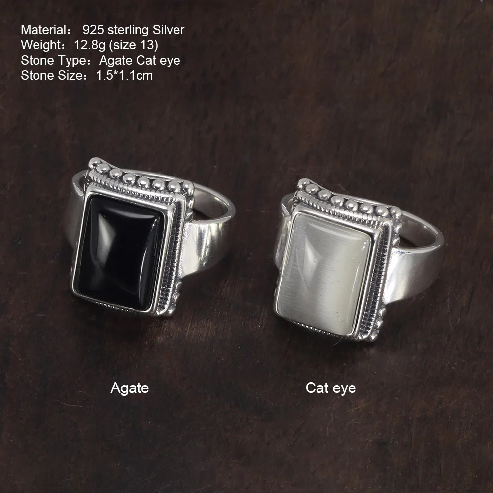Solid 925 Sterling Silver Lucifer Rings with Black Onyx Natural Stone Handmade Statement Ring TV Show Jewelry 240125