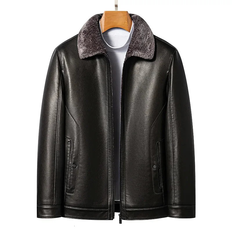 Men's Winter Jacket Men Ecological Leather Fur Coat Male Plush Thick Motorcycle Jaqueta De Couro Masculino FCY 240124