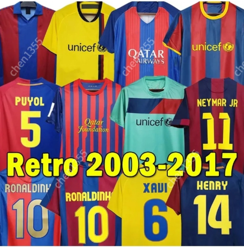 Barcelona Retro MESSIS Soccer Jerseys 2005 2006 2007 2008 2009 2010 2011 2012 2013 vintage shirt RONALDINHO XAVI A.INIESTA HENRY 14 15 16 17 football uniform