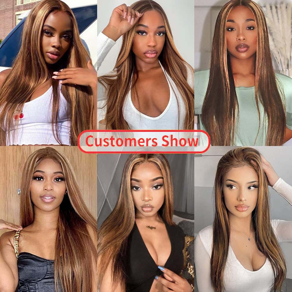 4/27 Highlight Wigs Brazilian Body Wave Wigs Highlight Lace Front Human Hair Wigs Honey Blonde Ombre Lace Front Wig Remy