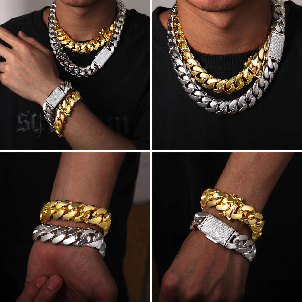 Cadena Cubana Wholesale Hip Hop Jewelry Miami Cuban k Chain Necklace Gold Plated Heavy Solid for Men 14k Real