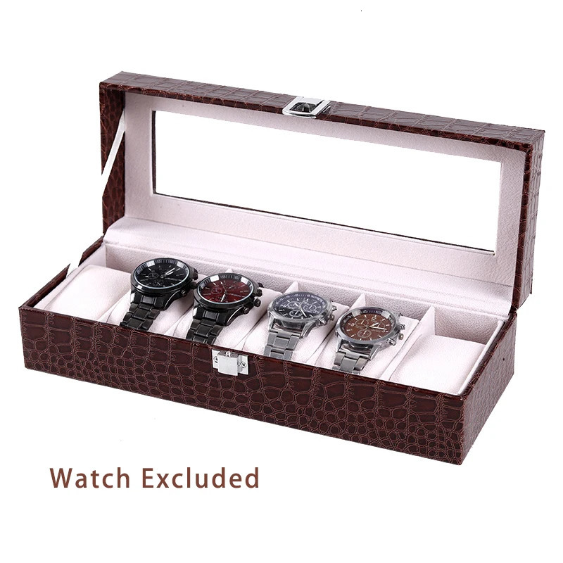 61012 Grids Watch Organizer Box Watch Storage Case PU Leather Display Multi-Purpose Storage Box for Watch and Jewelry 240124