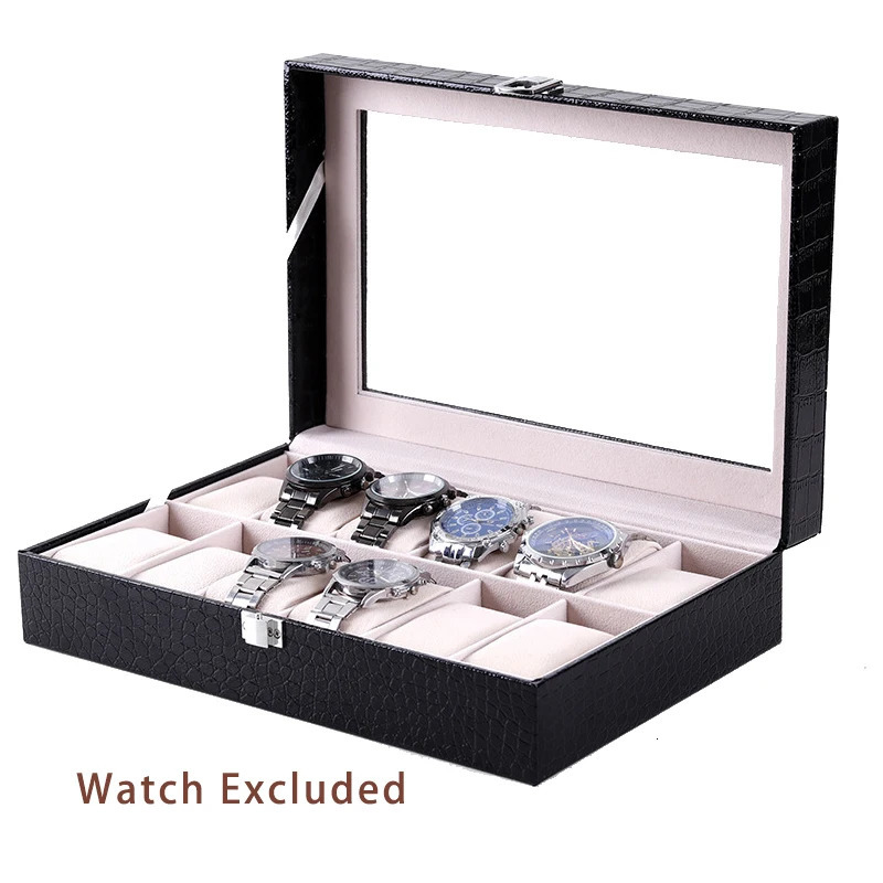 61012 Grids Watch Organizer Box Watch Storage Case PU Leather Display Multi-Purpose Storage Box for Watch and Jewelry 240124
