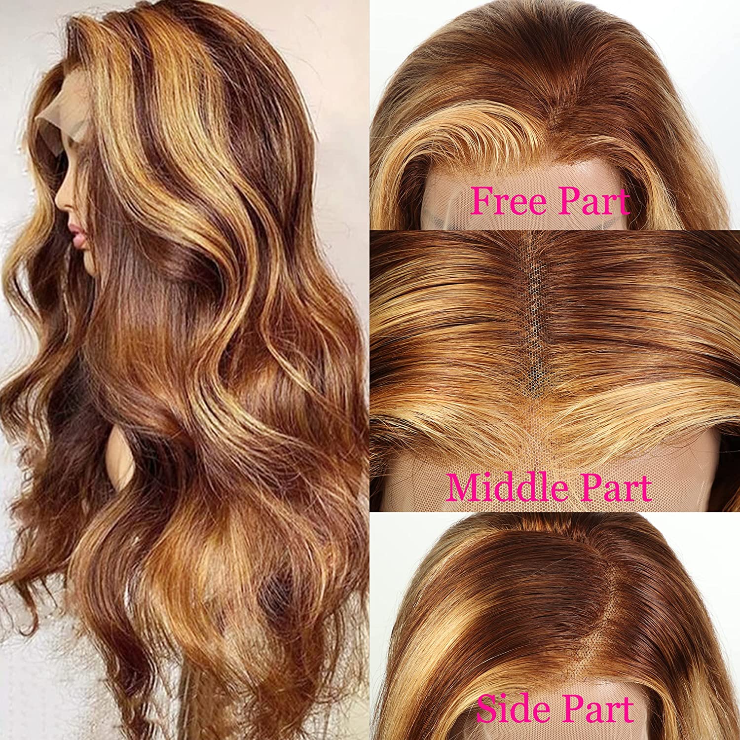 4/27 Highlight Wigs Brazilian Body Wave Wigs Highlight Lace Front Human Hair Wigs Honey Blonde Ombre Lace Front Wig Remy