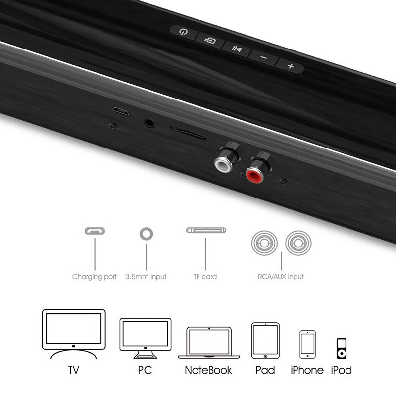 40W Soundbar TV Portable Bluetoothcompatible Ser Sound bar Wireless Column Home Theater System RCA AUX For PC 240125