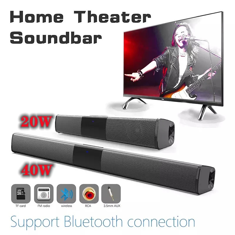 40W Soundbar TV Portable Bluetoothcompatible Ser Sound bar Wireless Column Home Theater System RCA AUX For PC 240125
