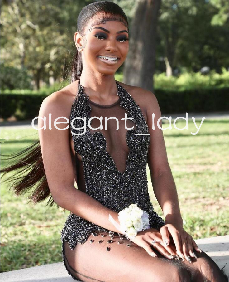 2024 Sparkly African Mermaid Prom Birthday Dresses for Women Luxury Diamond Feather See Through Evening Gown Black Girl