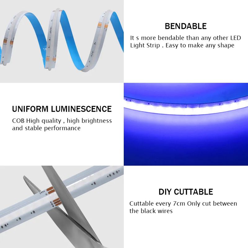DC24V 784LEDs COB LED Strip RGBW RGBWW Flexible COB Light Tape Dimmable Linear Lighting Ribbon