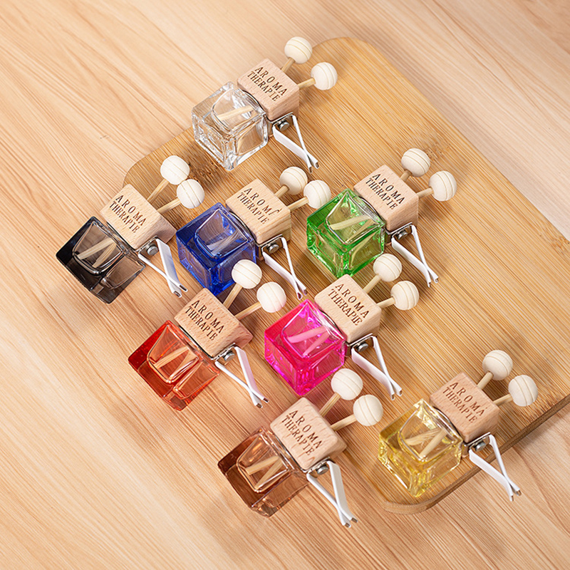 Glass Car Air Freshener Clip: Colorful Essential Oil Diffuser With Wooden Cap