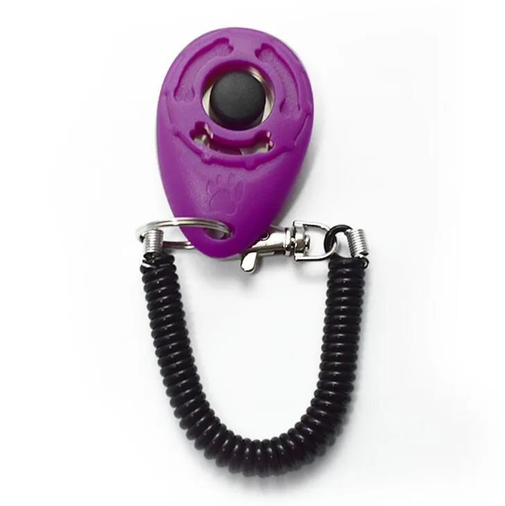 14 Colors Pet Bark Clicker Deterrents Trainer Pet Dog Puppy Training Adjustable Sound Wrist Key Chain Universal Dog Training Clicker ZZ