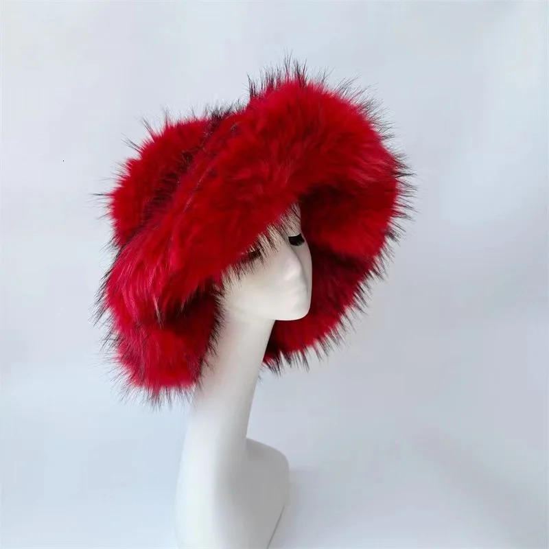 Thick Furry Hairband Fluffy Faux Fur Women Girl Fur Hat Winter Outdoor Hats 240125