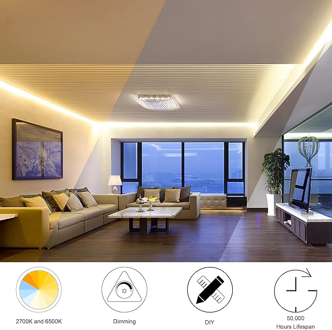 CCT COB Strip DC12V 24V CRI 90 High density cob led strip light 608leds dimmable 2700k-6500k 5mm 8mm 10mm for Bedroom Kitchen Home DIY Lighting