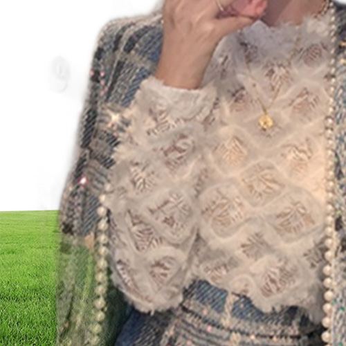 Runway Fall Winter Beaded Diamonds Plaid Woolen Female Tweed Jacket Coat Elegant Skirt Women Clothes 2 Pieces Set Suit 220817