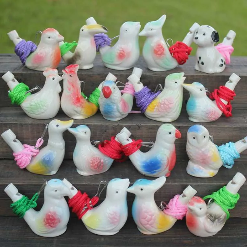 Creative Water Bird Whistle Clay Bird Ceramic Glazed Song Chirps Bathtime Kids Toys Gift Christmas Party Favor Home Decoration 100pcs ZZ