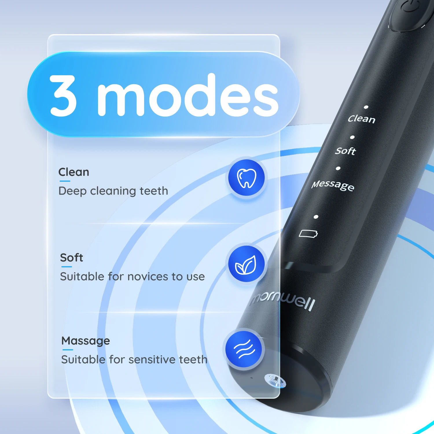 Mornwell T37 Electric Toothbrush Rotation Clean Teeth Adult Teeth Brush Electric Tooth Brush With 4 Replacement Heads 240127