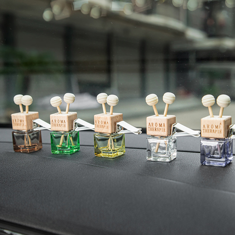 Glass Car Air Freshener Clip: Colorful Essential Oil Diffuser With Wooden Cap