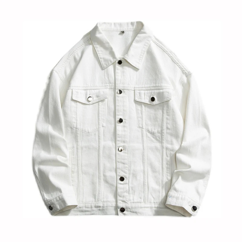 Lapel Men's Green White Denim Jacket Baggy Casual Trend Street Hip Hop Oversized Jean Coat Blue White Green Black 5xl 240119