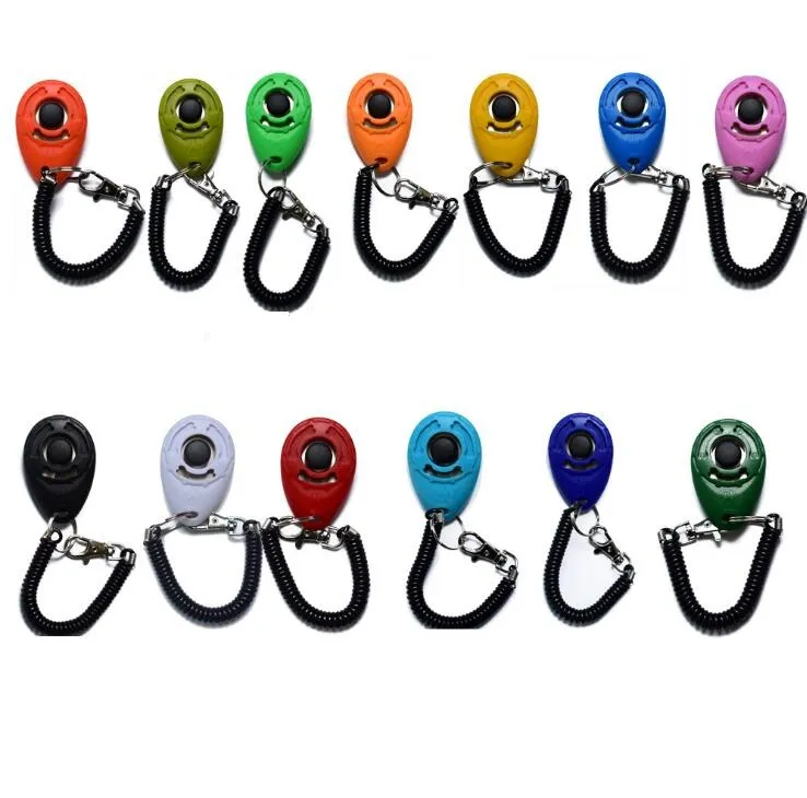 14 Colors Pet Bark Clicker Deterrents Trainer Pet Dog Puppy Training Adjustable Sound Wrist Key Chain Universal Dog Training Clicker ZZ
