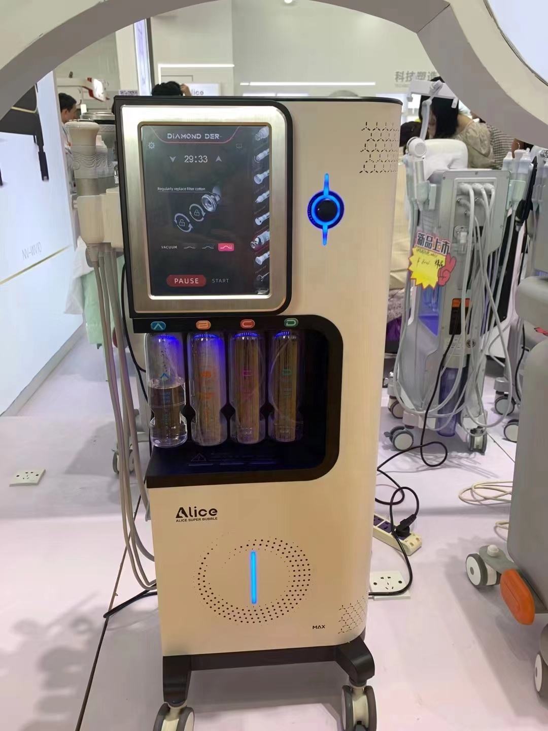 New Arrival 8 IN 1 Alice Super Bubble Max OXYGLOW Jet Peel Facial Hydrodermabrasion Super CO2 Bubble Machine