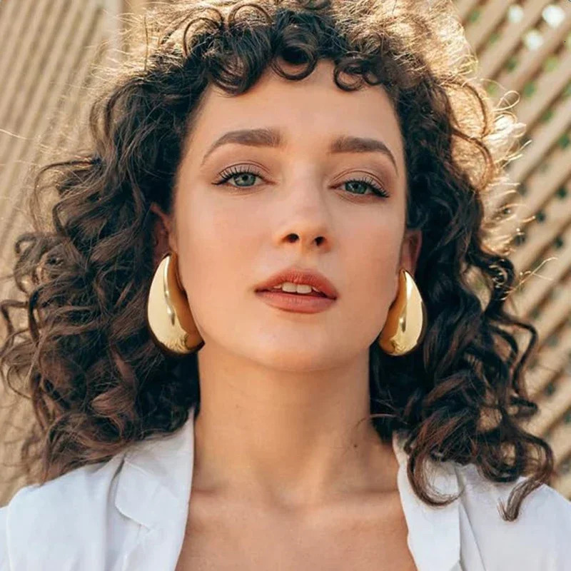 Ultra fine smooth tear drop earrings suitable for women lightweight large round top earrings double-layer stainless steel earrings jewelry gifts 24012