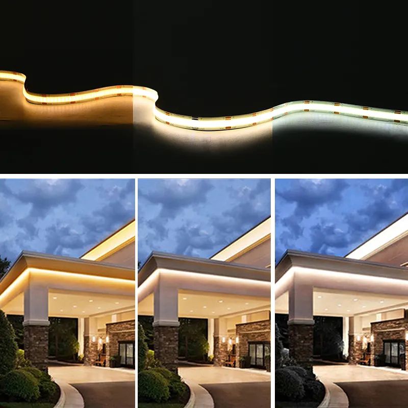 CCT COB Strip DC12V 24V CRI 90 High density cob led strip light 608leds dimmable 2700k-6500k 5mm 8mm 10mm for Bedroom Kitchen Home DIY Lighting