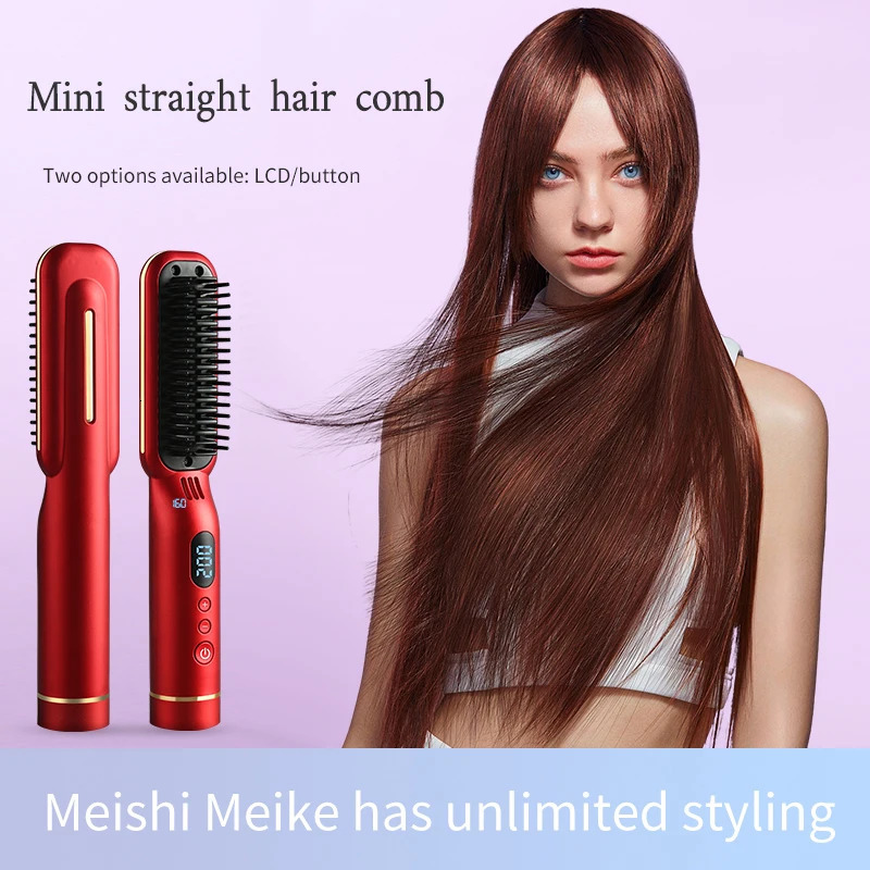 4000mAh Wireless Straightener Comb with LED Display Smoothing Brush Styling Appliance Hair Crimper free shipping