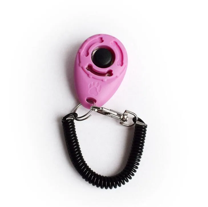 14 Colors Pet Bark Clicker Deterrents Trainer Pet Dog Puppy Training Adjustable Sound Wrist Key Chain Universal Dog Training Clicker ZZ