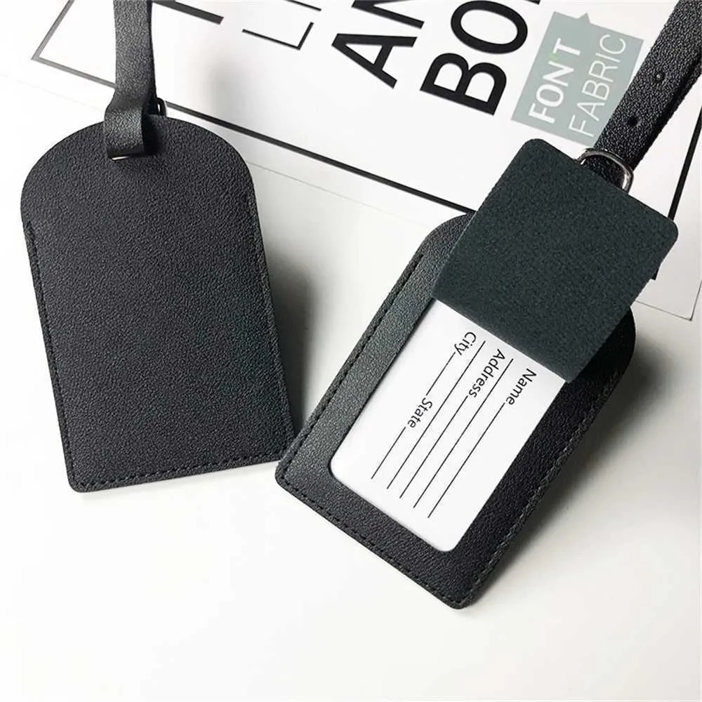 PU Leather Luggage Tag Couple Boarding Pass Creative Portable Airplane Passport Bag Suitcase Hangtag ID Address Identify Label Holiday ZZ