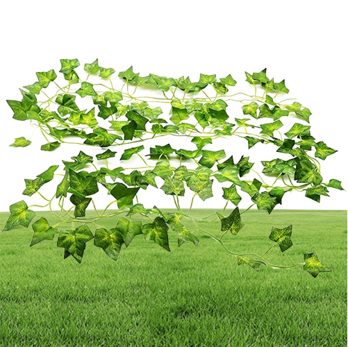 100pcs Leaf 1 piece 24M Home Decor Artificial Ivy Leaf Garland Plants Vine Fake Foliage Flowers Creeper Green Ivy Wreath6000176