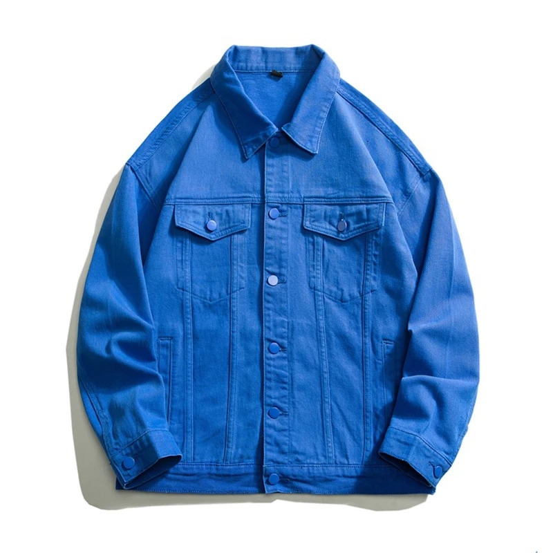 Lapel Men's Green White Denim Jacket Baggy Casual Trend Street Hip Hop Oversized Jean Coat Blue White Green Black 5xl 240119