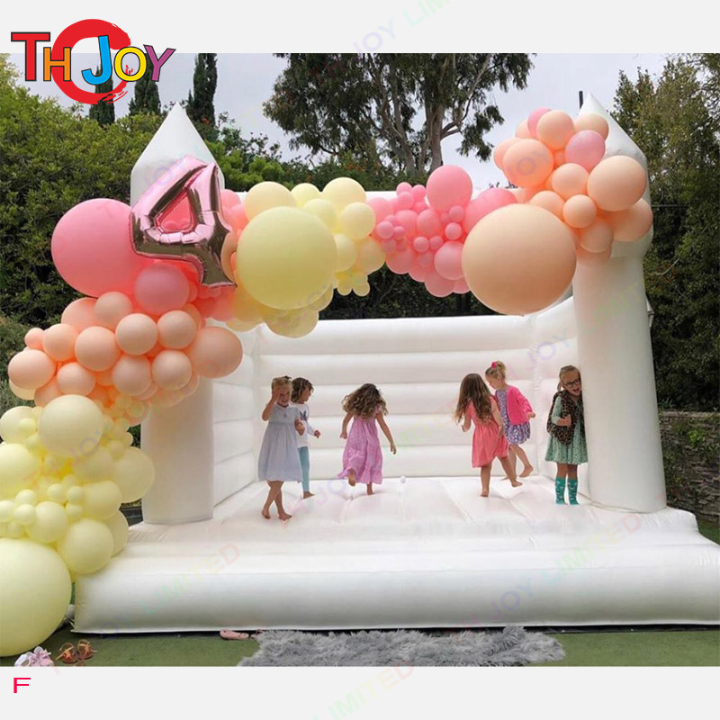 outdoor activities 4.5x4.5m (15x15ft) White bounce house Inflatable Bouncy Castle blow up moonwalk Jumping Bouncer houses Adult and Kids jumper for We
