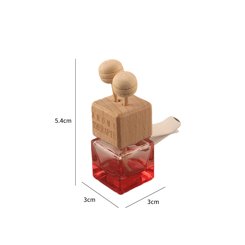 Glass Car Air Freshener Clip: Colorful Essential Oil Diffuser With Wooden Cap