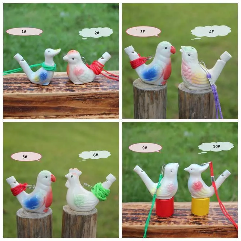 Creative Water Bird Whistle Clay Bird Ceramic Glazed Song Chirps Bathtime Kids Toys Gift Christmas Party Favor Home Decoration 100pcs ZZ