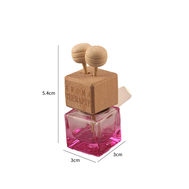 Glass Car Air Freshener Clip: Colorful Essential Oil Diffuser With Wooden Cap