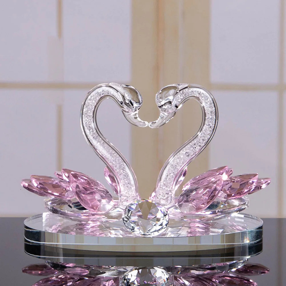 Crystal Swans Ornament Glass Figurines Paperweight Crafts Creative Swan Crystal Glass Figures Living Room Desktop Decorations 240123