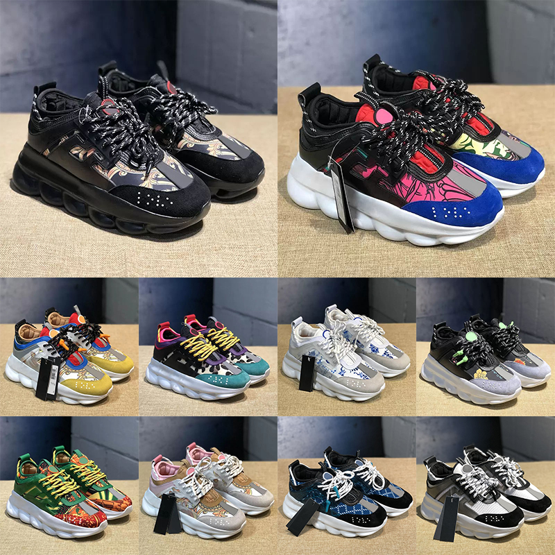 Top Quality Designer Chain Reaction Casual Shoes Black White Mesh Multi-Color Rubber Suede Pony Leopard Pink Luxury Women Men Trainers Italy Brand Platform Sneakers