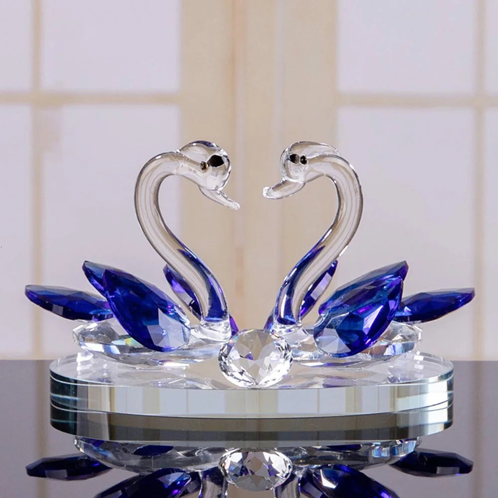 Crystal Swans Ornament Glass Figurines Paperweight Crafts Creative Swan Crystal Glass Figures Living Room Desktop Decorations 240123