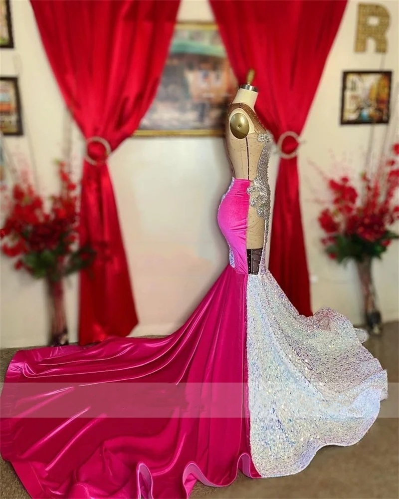 2024 New Long Arrival Prom Dresses Sparkly Mermaid Style Crystals Beads Rhies Gown for Black Girls Special Party Gowns s