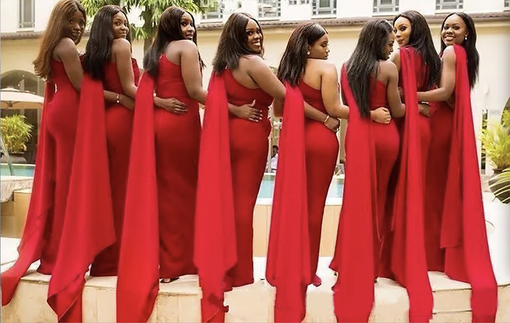 2024 Cheap Arabic Red Mermaid Bridesmaid Dresses One Shoulder Side Split Floor Length Long Wedding Guest Dress Formal Maid of Honor Gowns