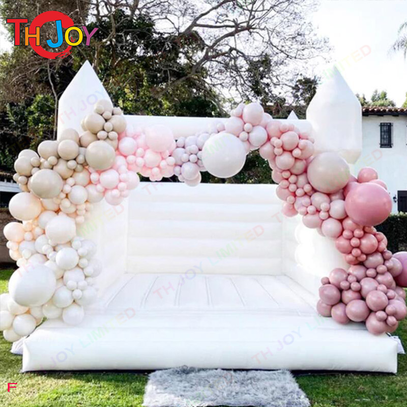 outdoor activities 4.5x4.5m (15x15ft) White bounce house Inflatable Bouncy Castle blow up moonwalk Jumping Bouncer houses Adult and Kids jumper for We