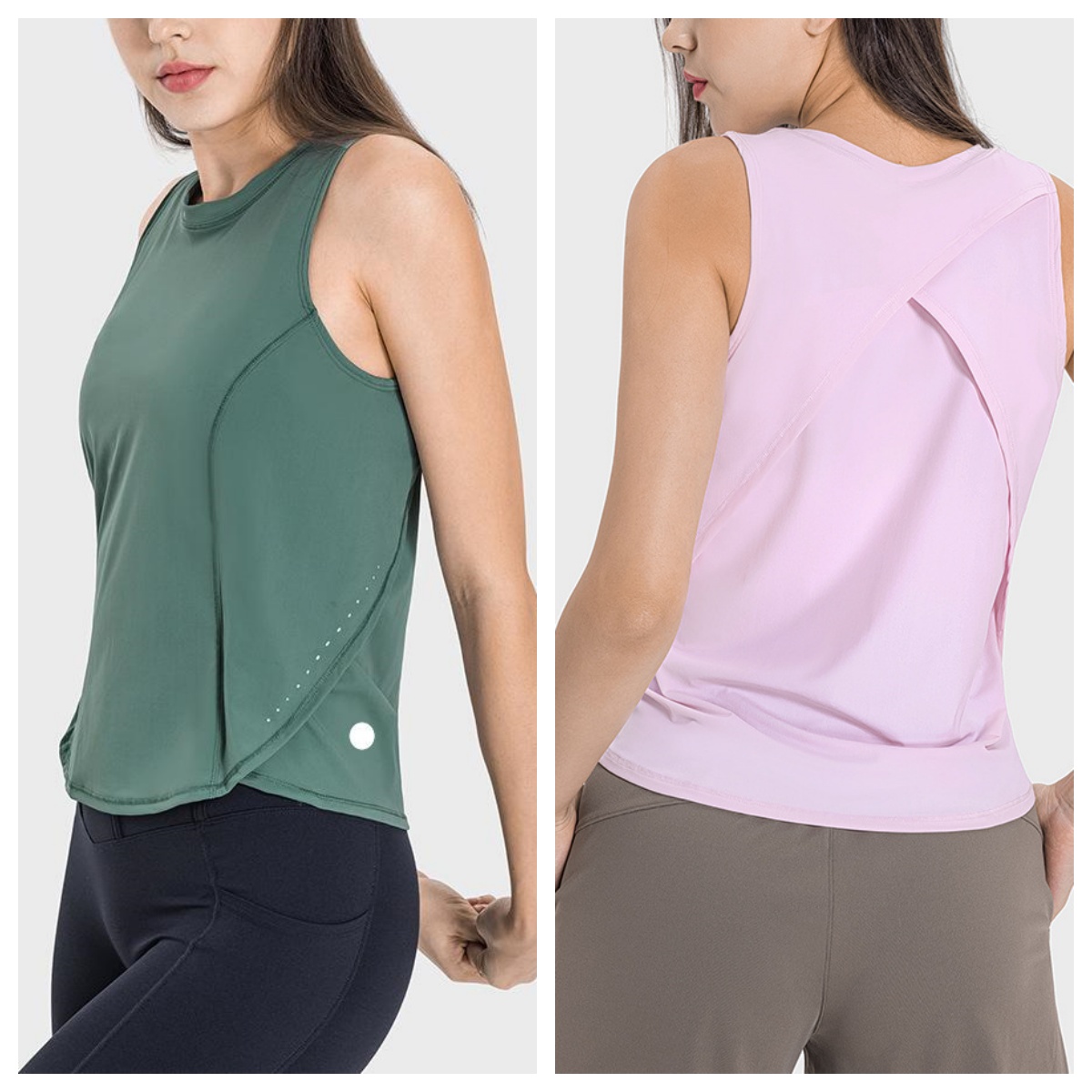 2025-- Cross-splicing Sports Vest Moisture-Absorbing And Sweat-wicking Breathable Loose Blouse Yoga Tank Shirt