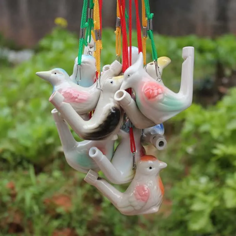 Creative Water Bird Whistle Clay Bird Ceramic Glazed Song Chirps Bathtime Kids Toys Gift Christmas Party Favor Home Decoration 100pcs ZZ