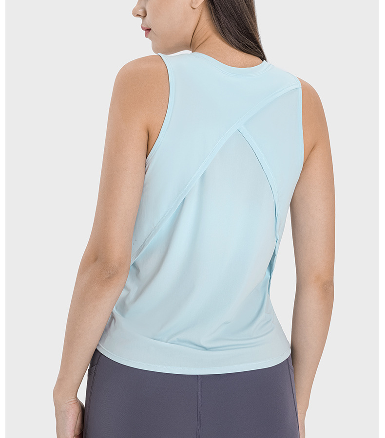 2025-- Cross-splicing Sports Vest Moisture-Absorbing And Sweat-wicking Breathable Loose Blouse Yoga Tank Shirt