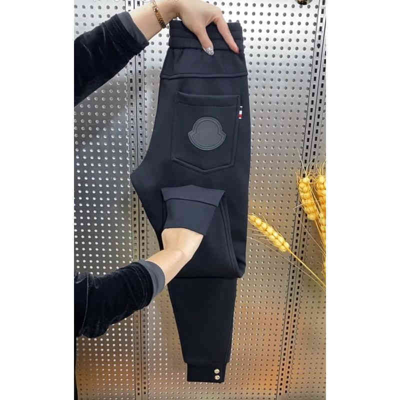 Trendy Monclair Sportswear Leggings Mens Autumn and Winter Plush Thickened Fashion Pants Youth Slim Fit